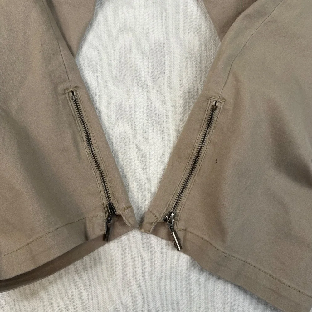 Avenue Tan Ankle Pants Womens 22 Average Khaki Side Zip Straight Leg Stretch